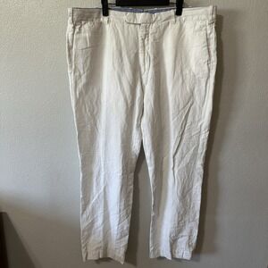 Polo Ralph Lauren Linen Silk Pants Classic Fit Straight Leg Mens 40x32 White